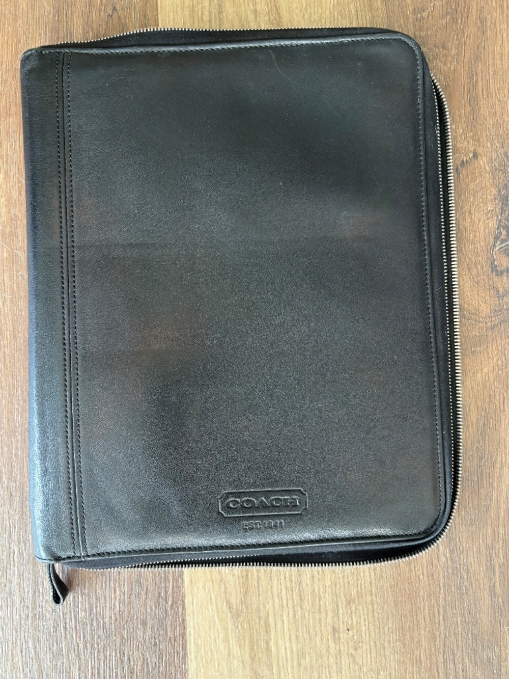 Vintage Coach Black Leather Zip-Around Portfolio/Padfolio Organizer